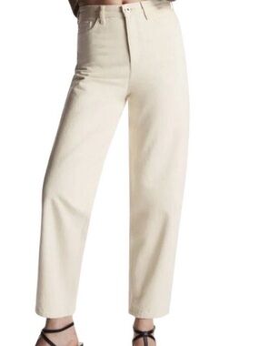 COS High-Rise Tapered Leg Ankle length Ecru Jeans 31" Waist 100 Cotton
